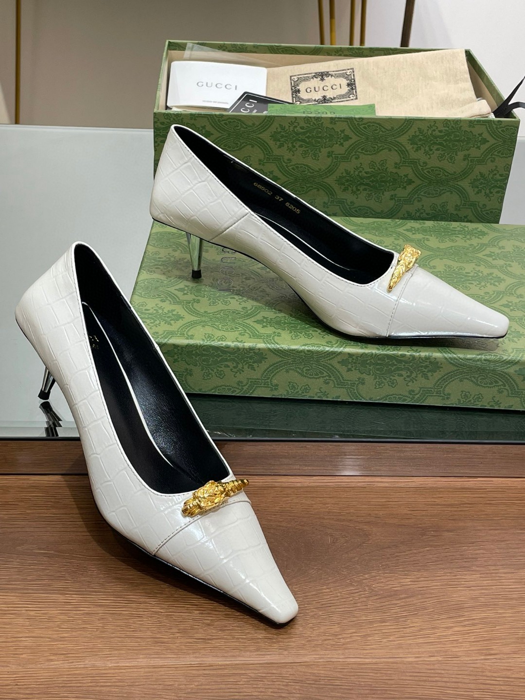 Gucci Gg Mid-Heel Pump White For Women