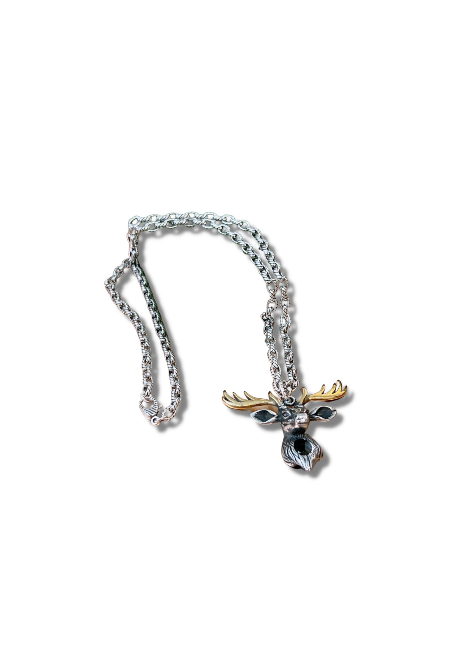Gucci GG Reindeer Necklace Sliver Tone For Women