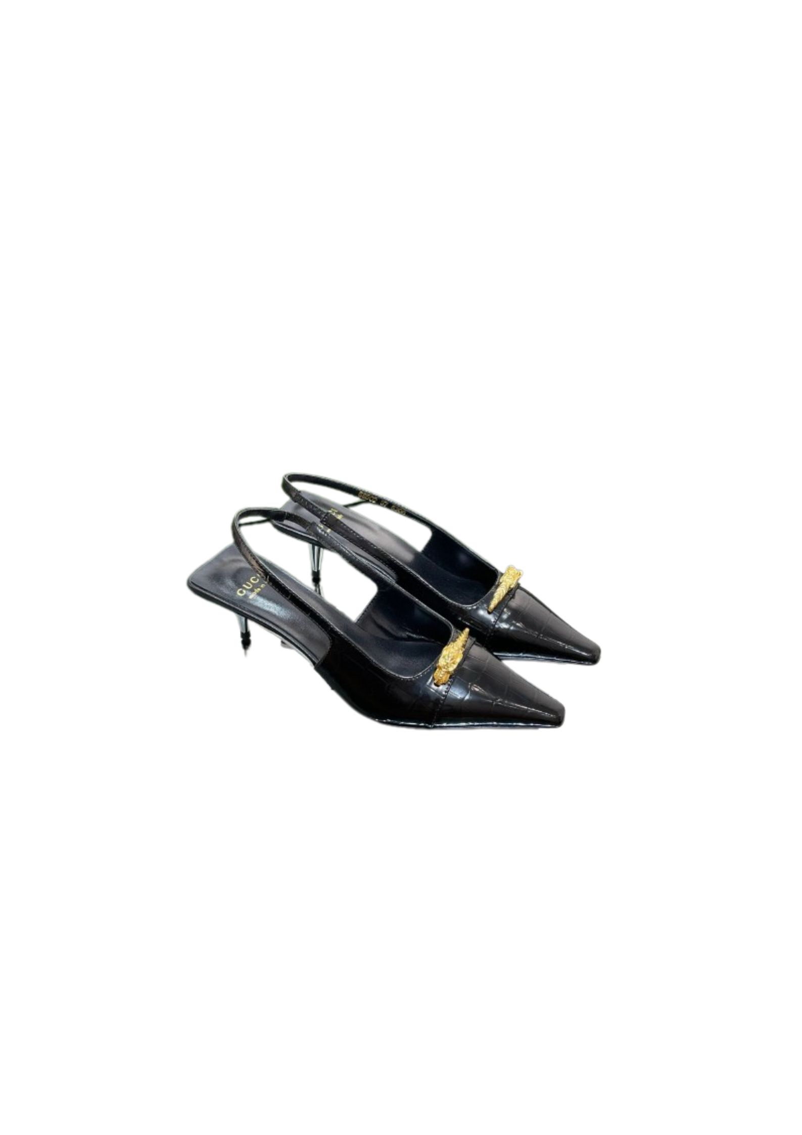 Gucci Gg Slingback Mid-Heel Pump Black For Women