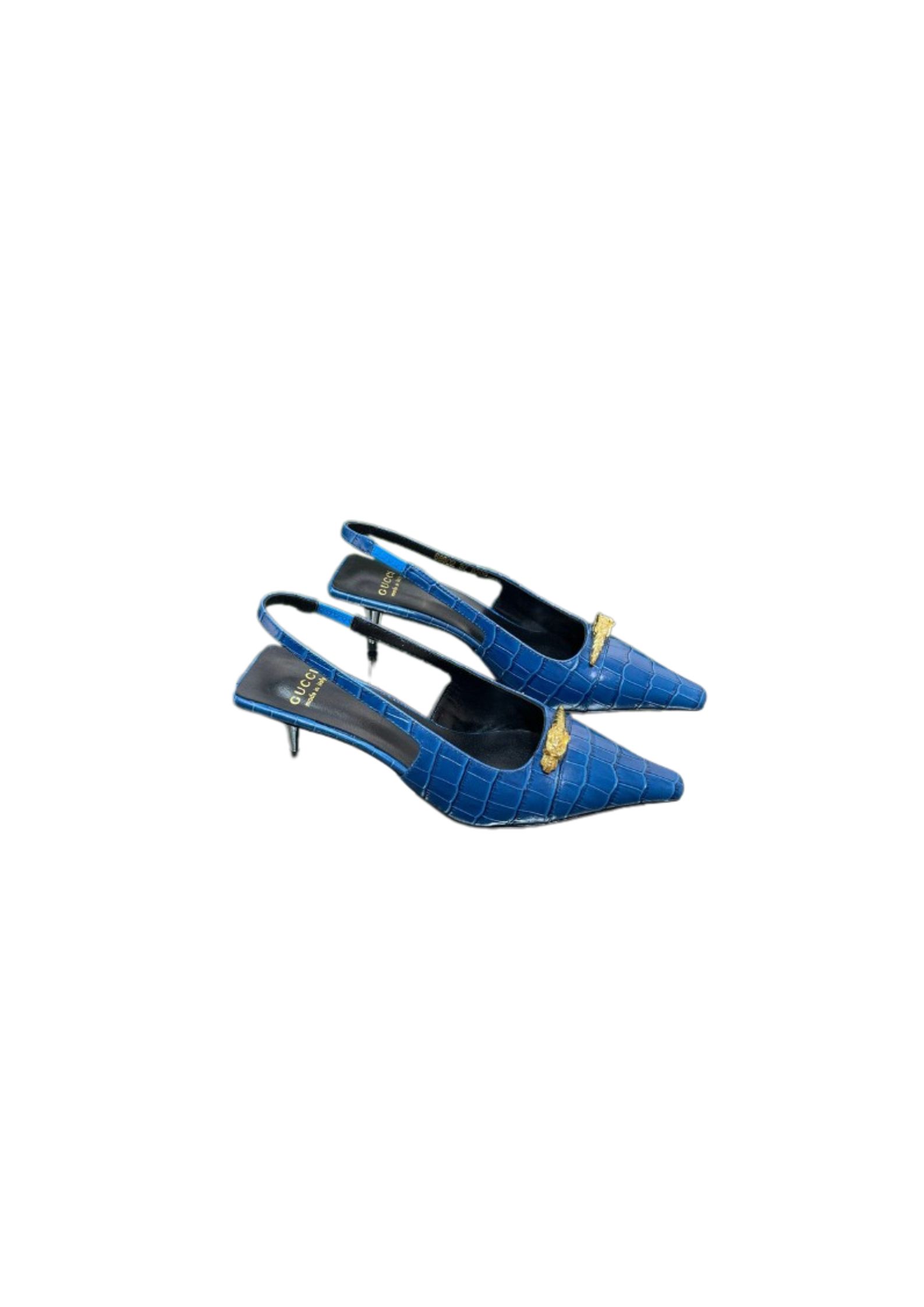 Gucci Gg Slingback Mid-Heel Pump Blue For Women