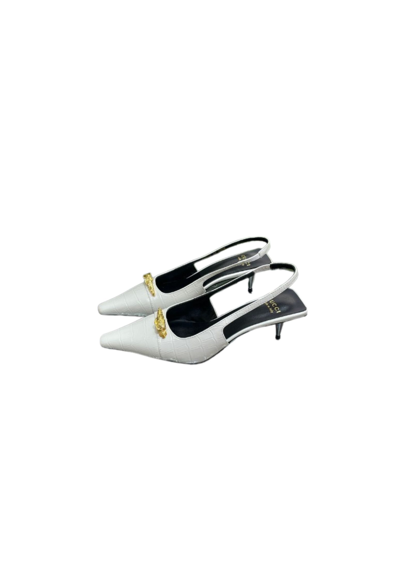 Gucci Gg Slingback Mid-Heel Pump White For Women