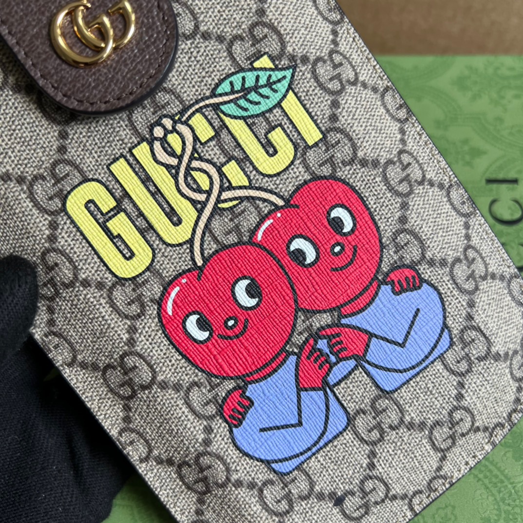 Gucci GG Superme Mini Bag Beige And Ebony GG Supreme Canvas  For Women 6.7in/17cm GG 