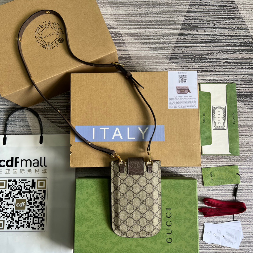 Gucci GG Superme Mini Bag Beige And Ebony GG Supreme Canvas  For Women 6.7in/17cm GG 