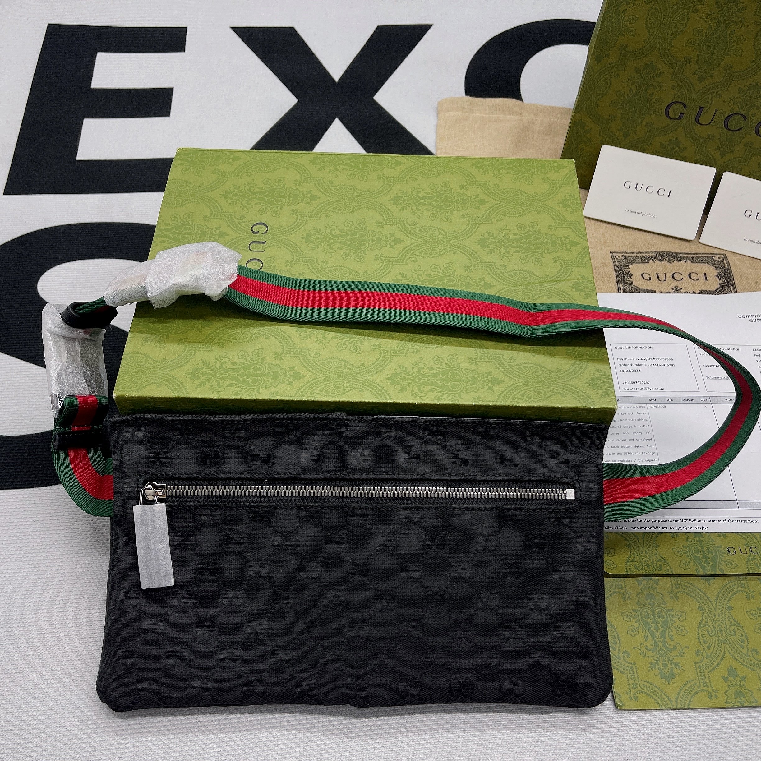 Gucci GG Supreme Canvas Two Pocket Waist Belt Bag Black GG Supreme Canvas For Men  3in/7.5cm GG