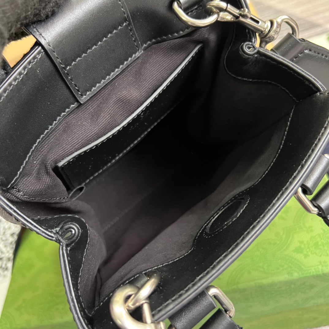 Gucci GG Supreme Mini Tote Bag Black GG Supreme Canvas For Women  7.9in/20cm GG 696010RLN 1095