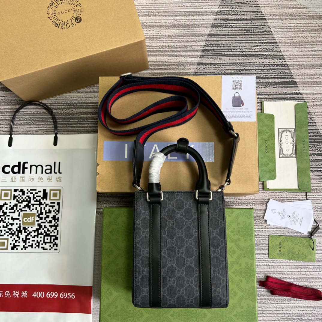 Gucci GG Supreme Mini Tote Bag Black GG Supreme Canvas For Women  7.9in/20cm GG 696010RLN 1095