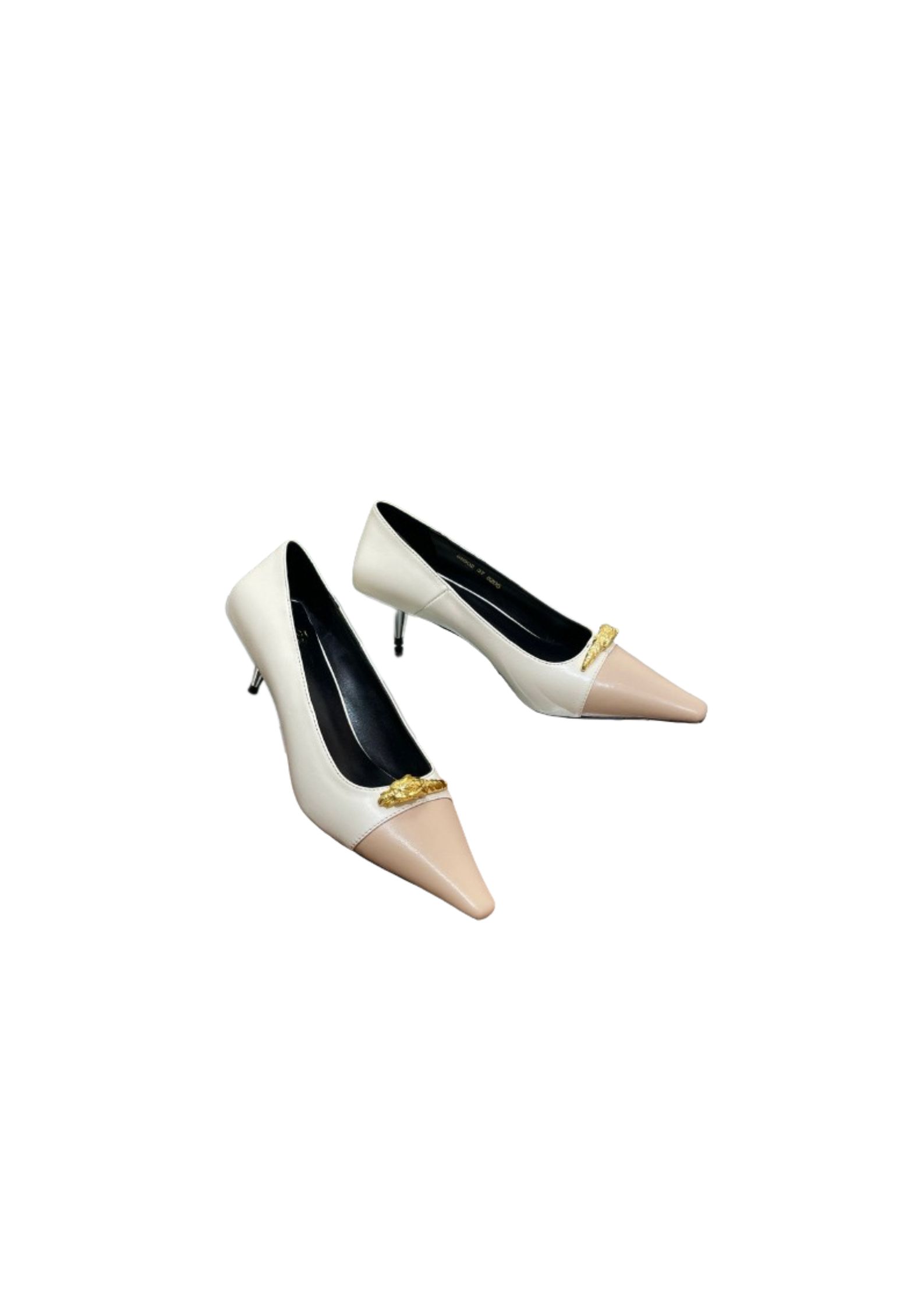 Gucci Gg Two-Tone Mid-Heel Pump White And Beige For Women
