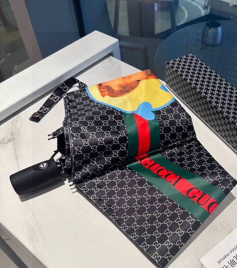 Gucci GG With Squirrel Folding Umbrella Black