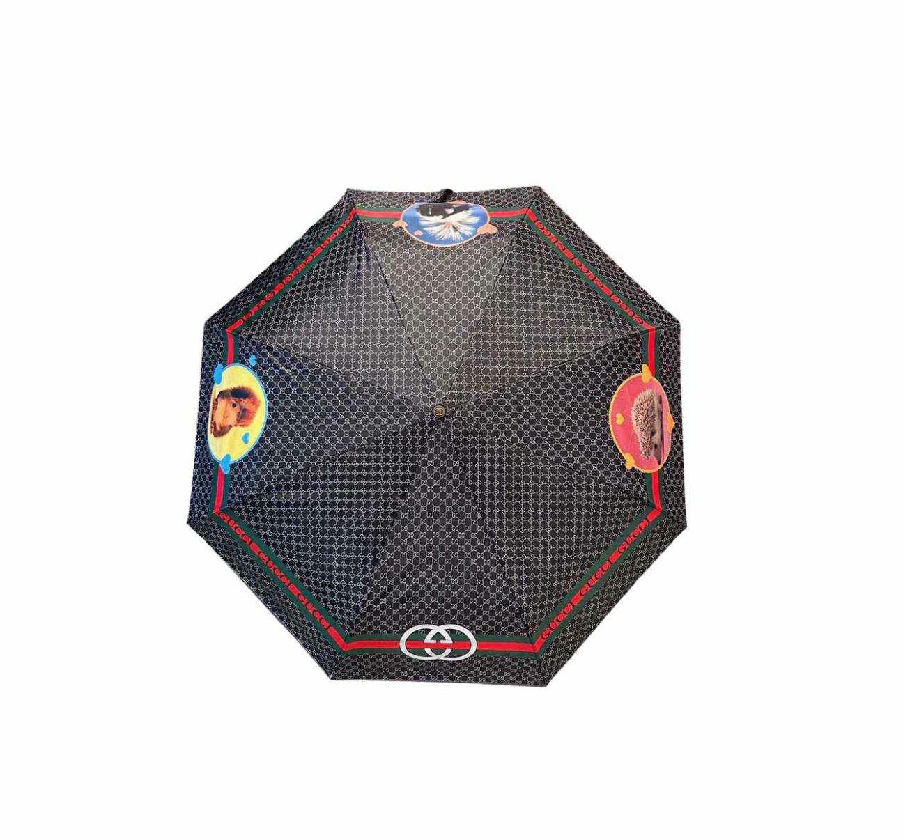 Gucci GG With Squirrel Folding Umbrella Black