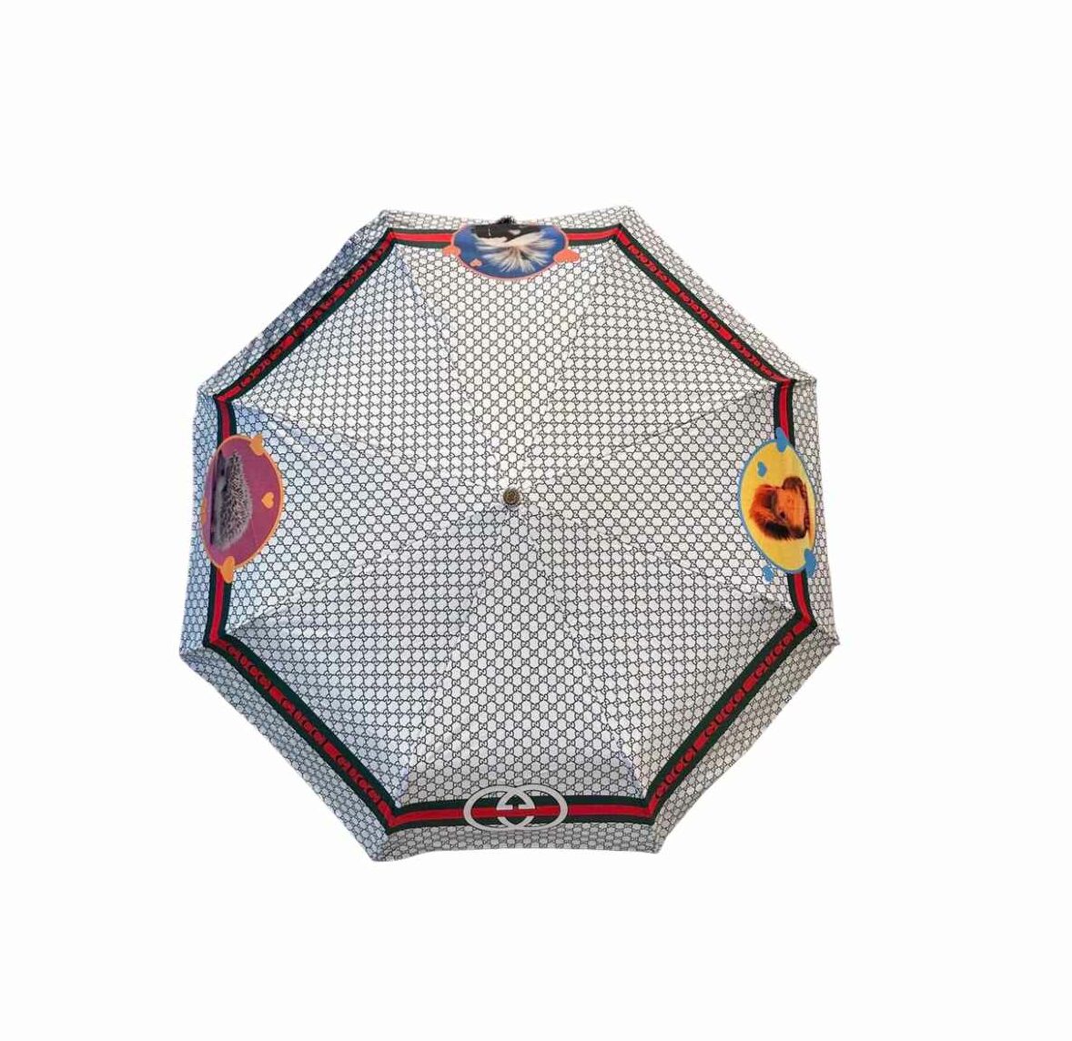 Gucci GG With Squirrel Folding Umbrella White