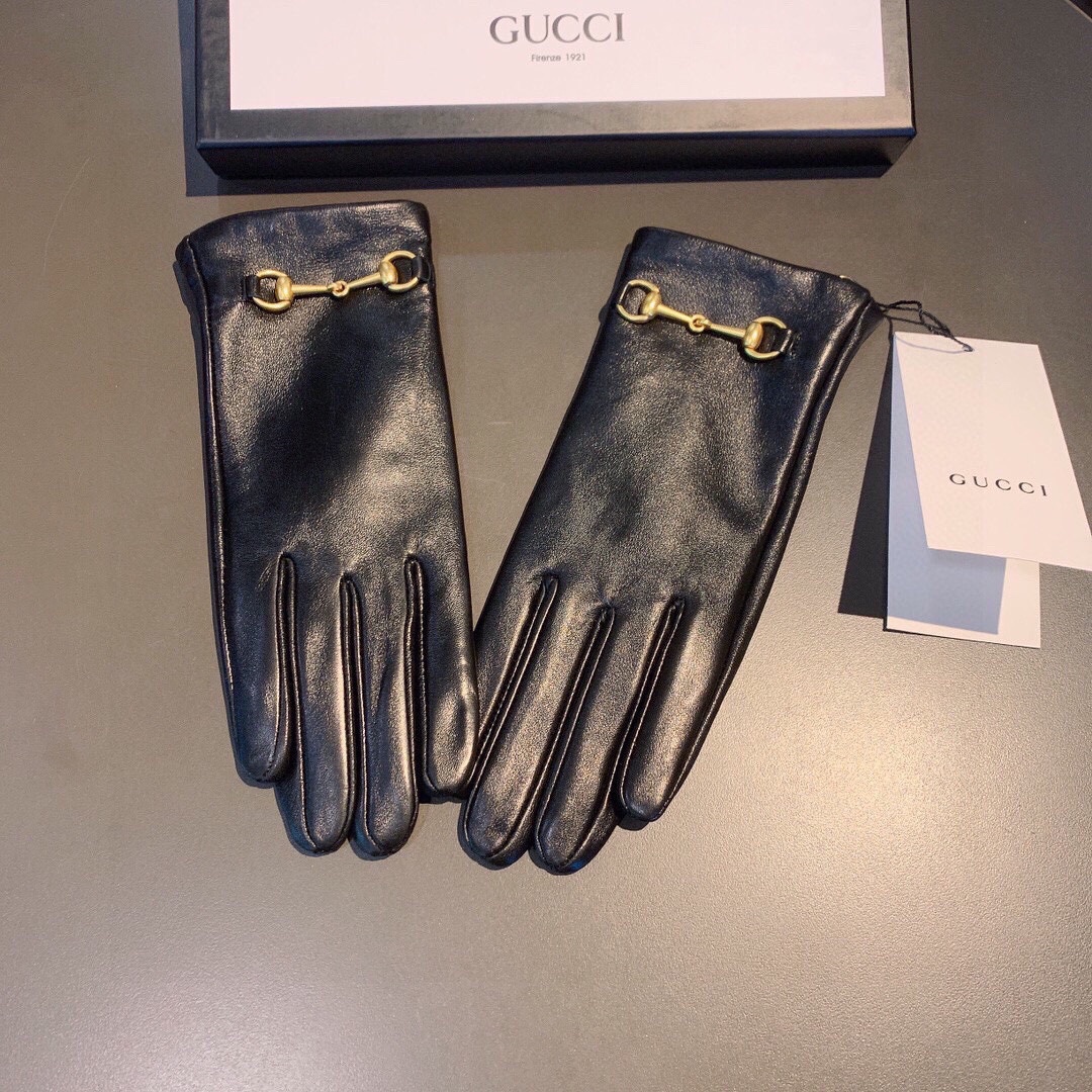 Gucci Gloves With Hoursebit In Black