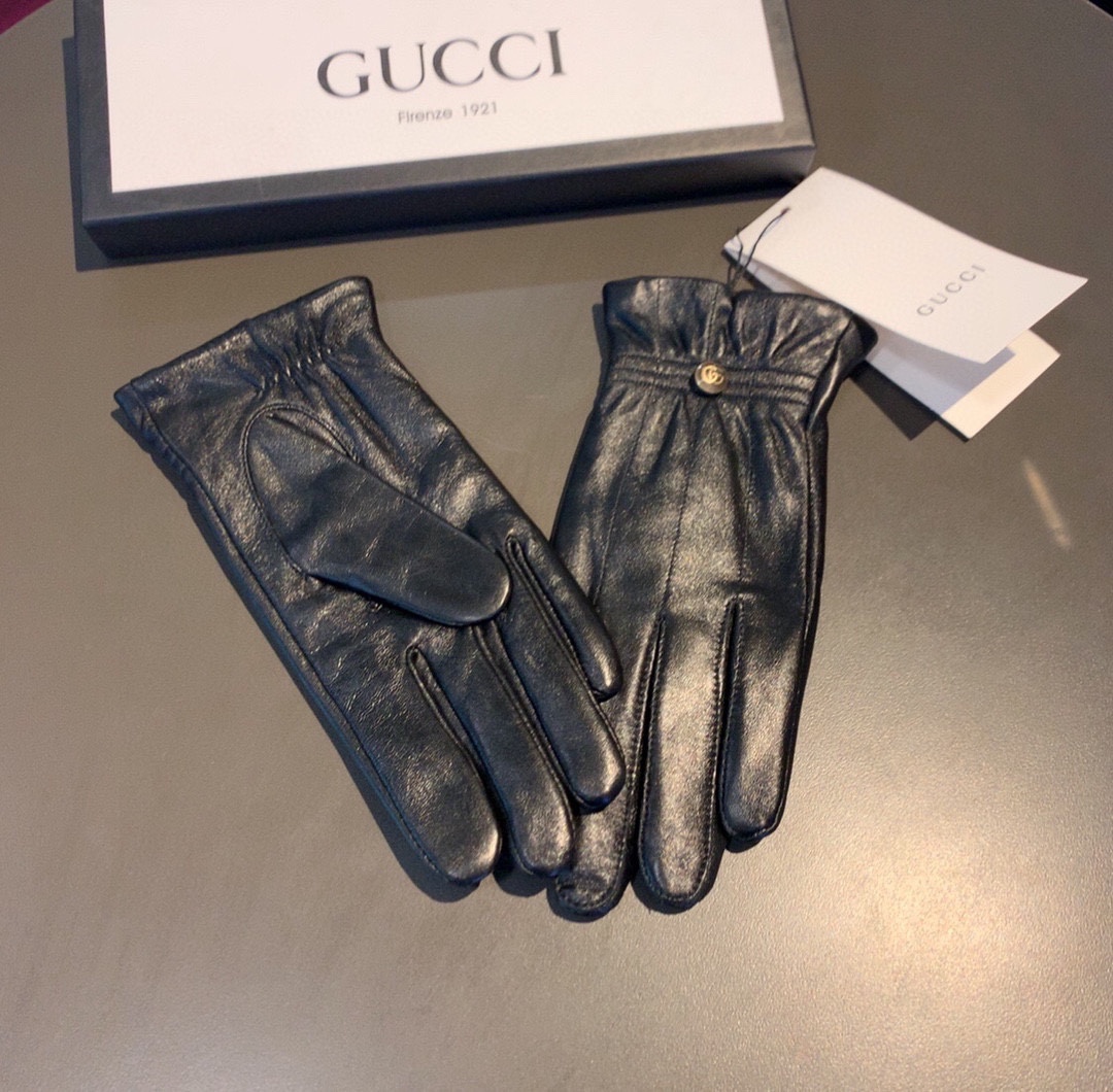 Gucci Gloves With Signature Double G Motif In Black
