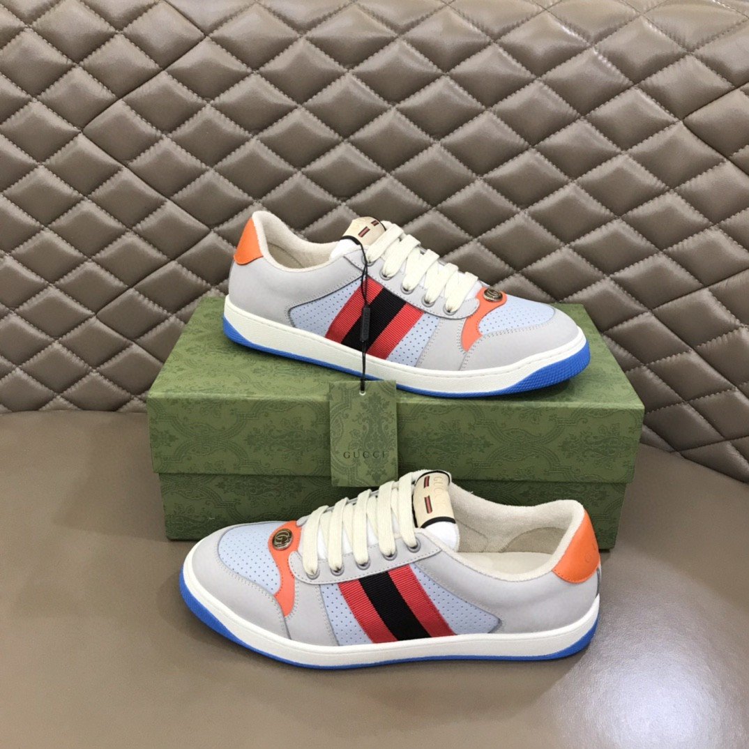 Gucci Gray Screener Sneakers For Women GG Shoes 708296 0YIA0