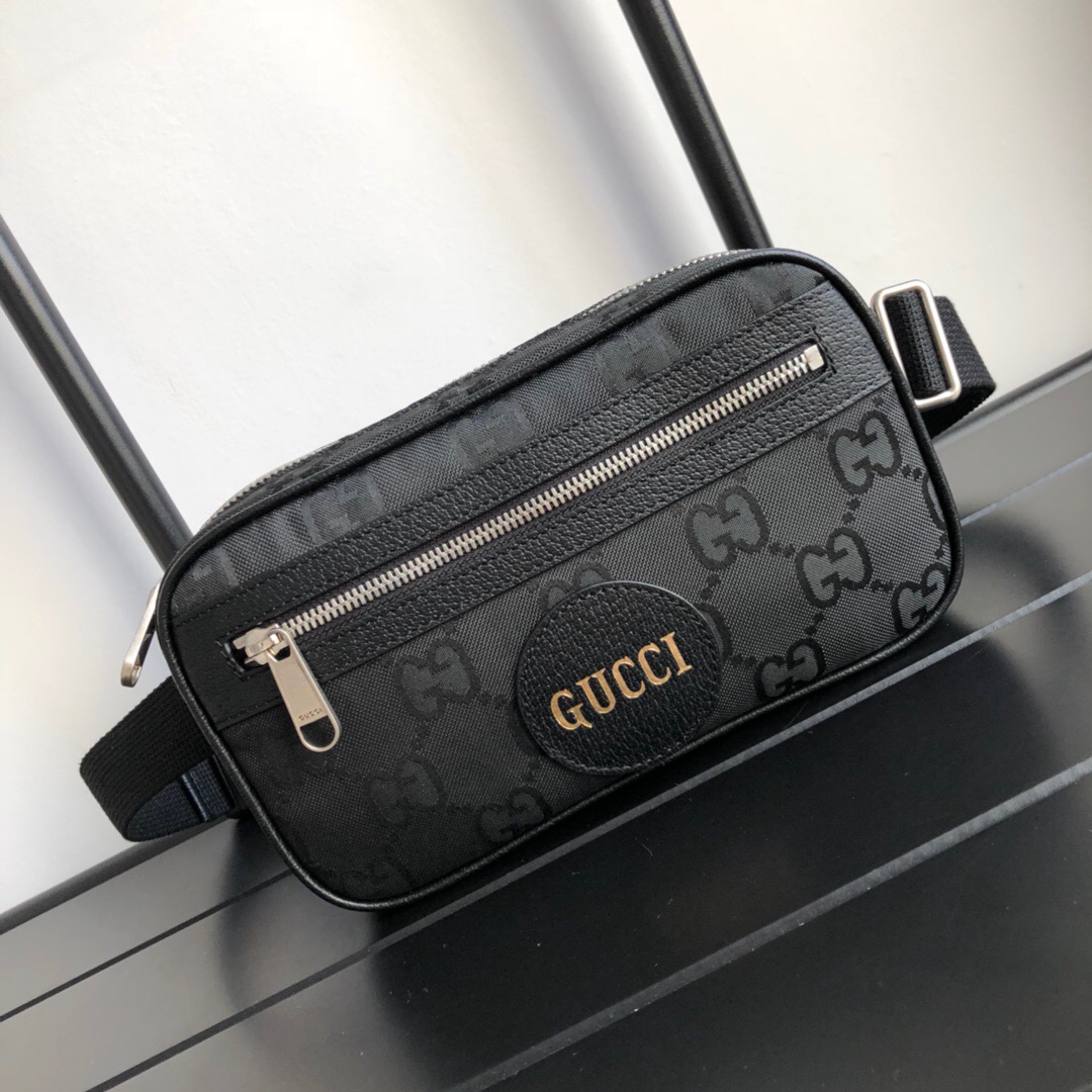 Gucci Gucci Off The Grid Belt Bag Black GG ECONYL® For Men  9.5in/24cm GG 631341HBN 1000