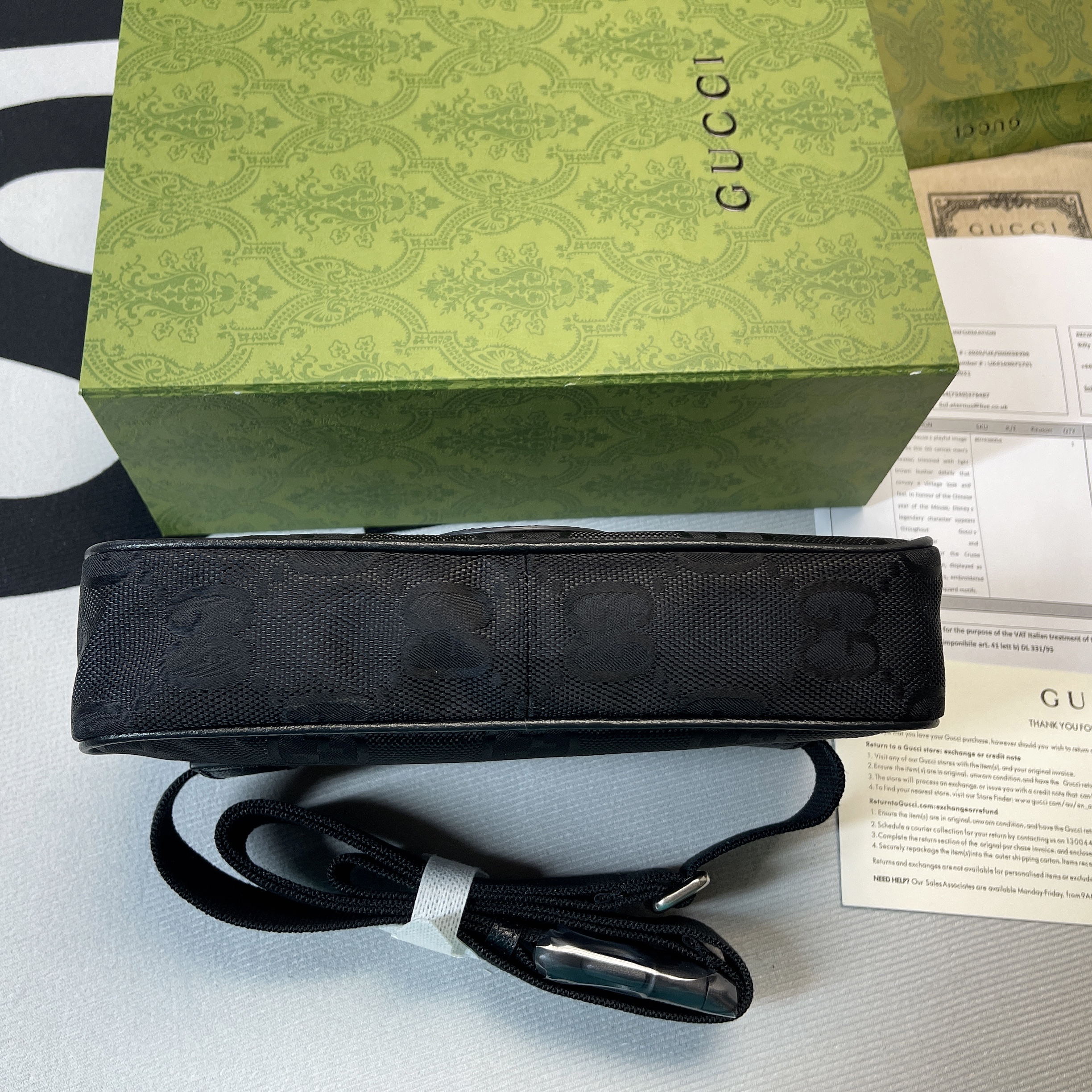 Gucci Gucci Off The Grid Belt Bag Black GG ECONYL® For Men  9.5in/24cm GG 631341HBN 1000