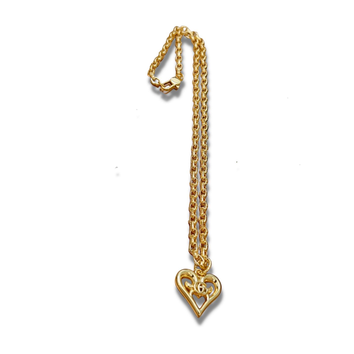 Gucci Heart GG Top Necklace Gold For Women
