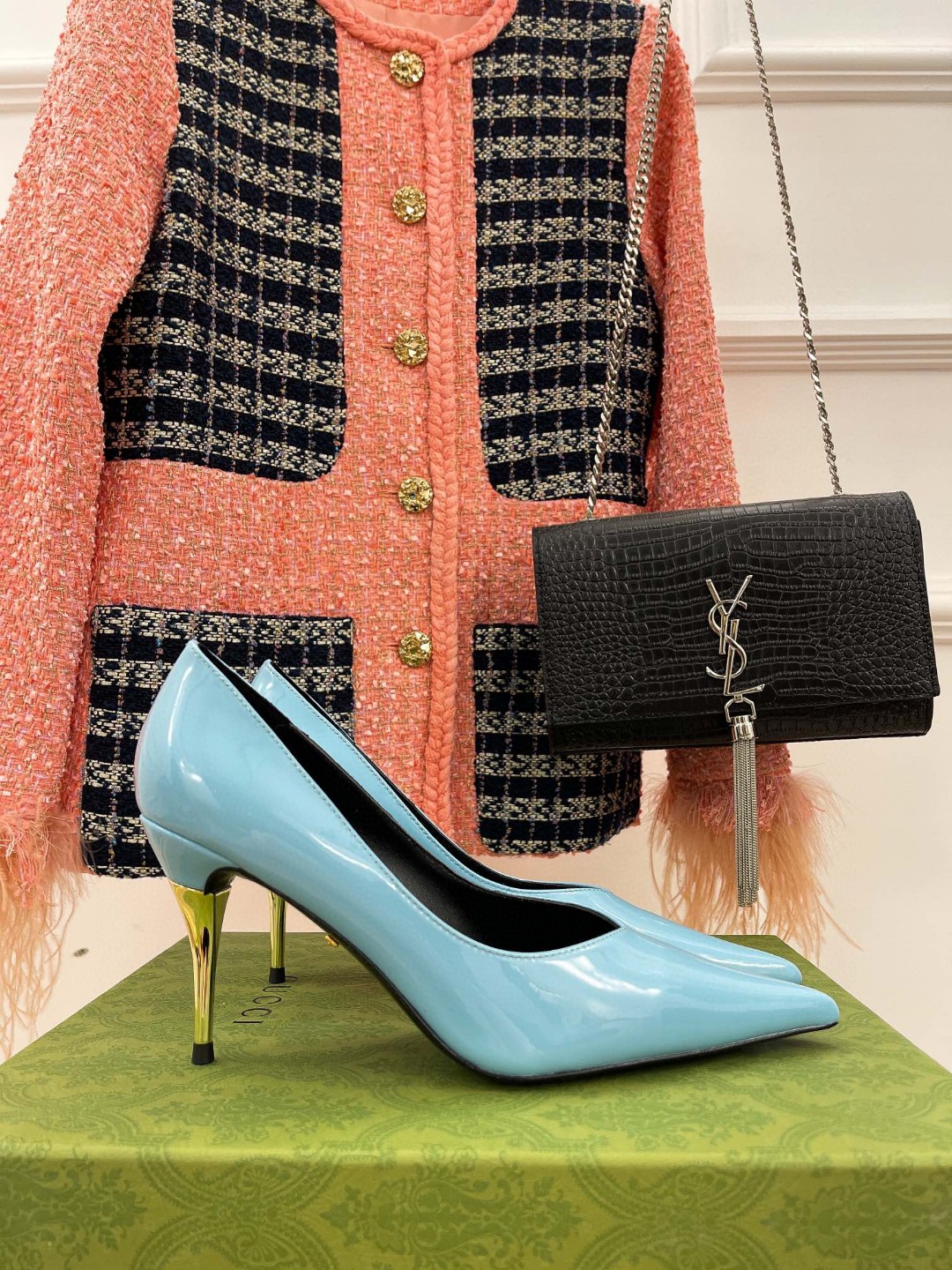 Gucci High-Heel Pump Light Blue For Women
