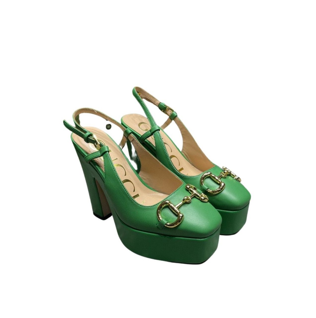 Gucci High Heel Pump Green For Women 723837 BKO00 3727