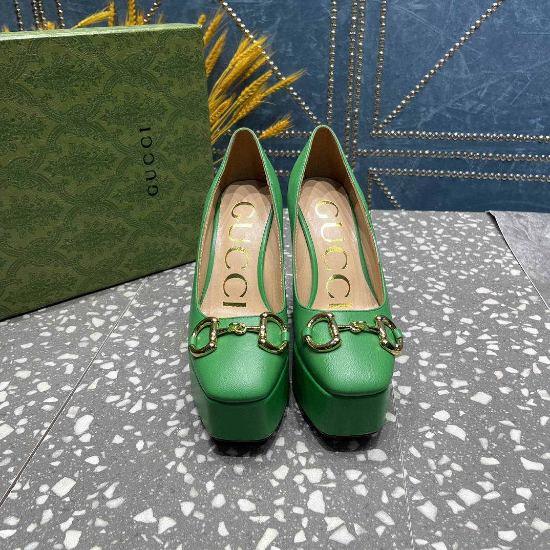 Gucci High Heel Pump With Horsebit Green For Women
