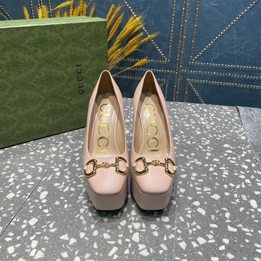 Gucci High Heel Pump With Horsebit Light Pink For Women