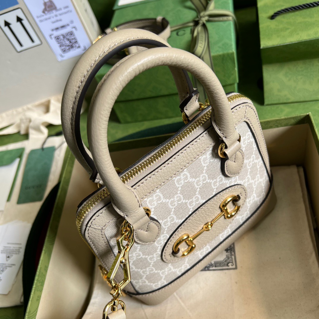 Gucci Horsebit 1955 GG Mini Bag Beige For Women, Women’s Bags 7.9in/20cm GG 677212 UULAG 9682