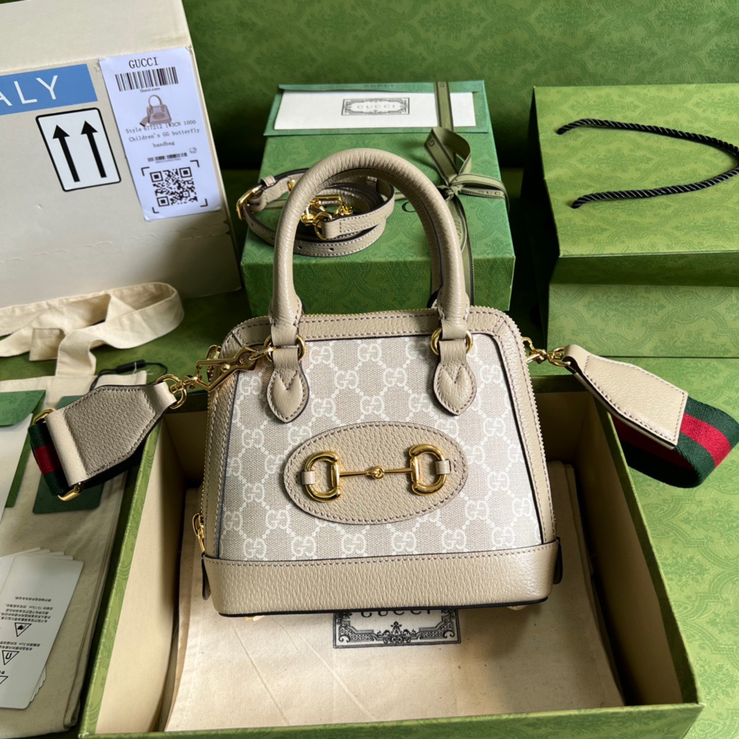 Gucci Horsebit 1955 GG Mini Bag Beige For Women, Women’s Bags 7.9in/20cm GG 677212 UULAG 9682