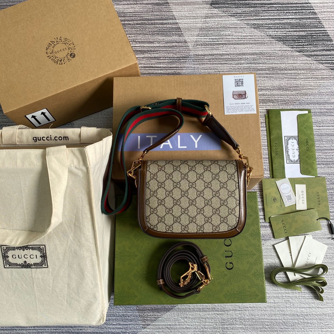Gucci Horsebit 1955 GG Mini Bag Beige For Women, Women’s Bags 8in/21cm GG