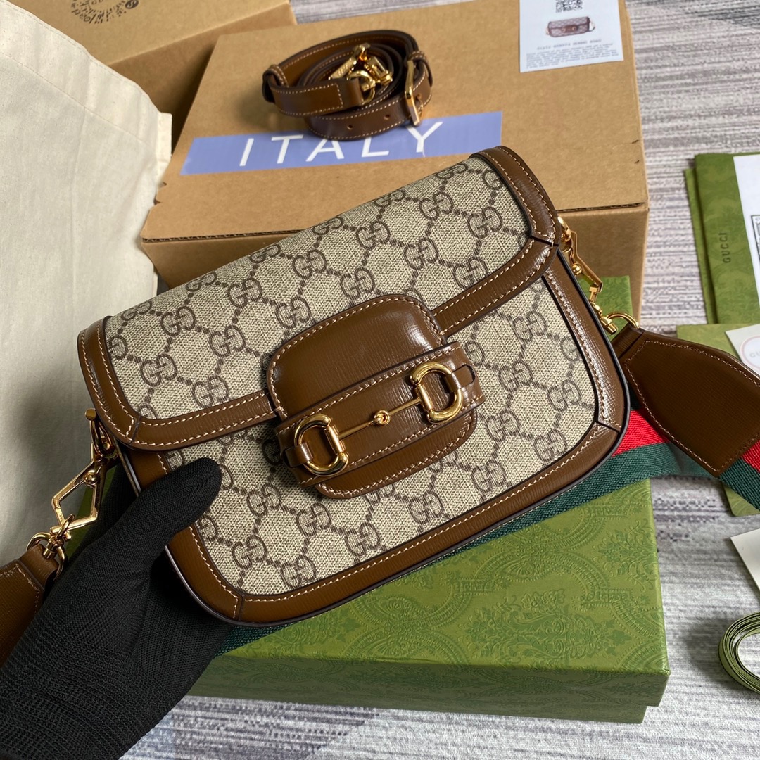 Gucci Horsebit 1955 GG Mini Bag Beige For Women, Women’s Bags 8in/21cm GG