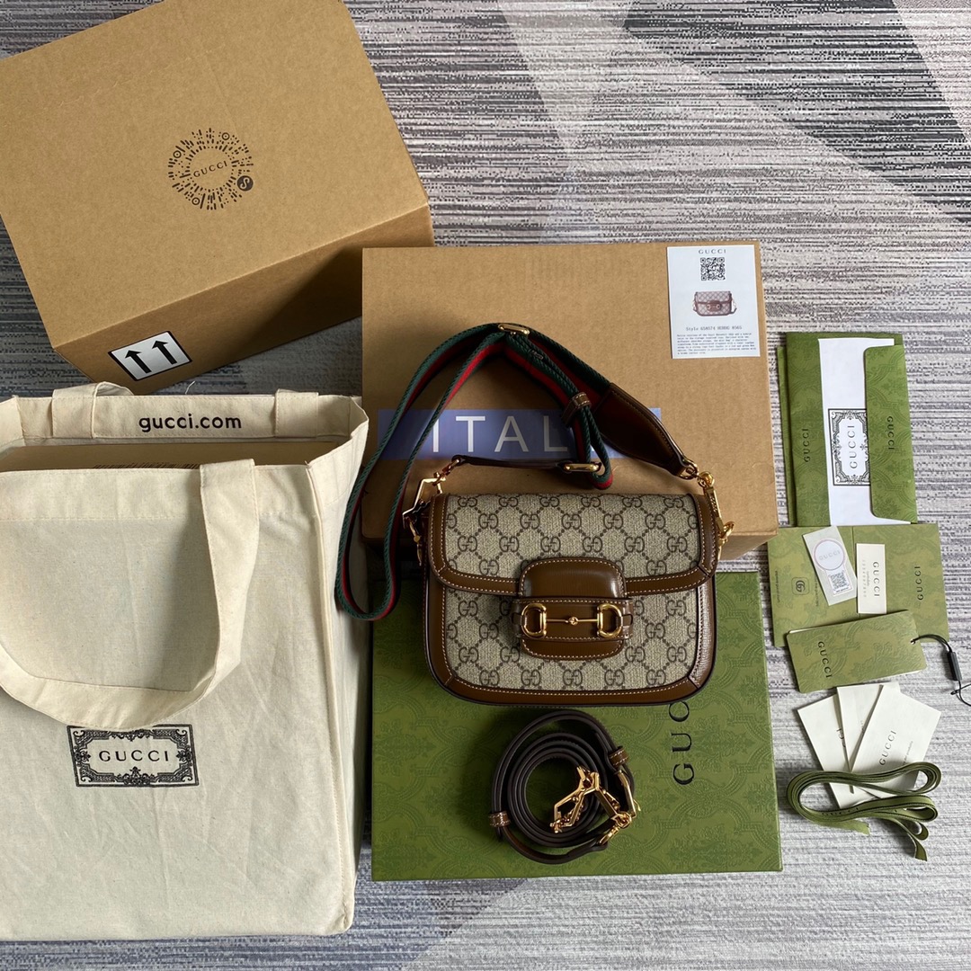 Gucci Horsebit 1955 GG Mini Bag Beige For Women, Women’s Bags 8in/21cm GG