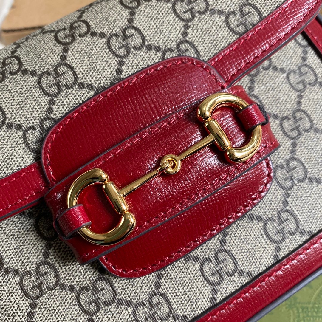 Gucci Horsebit 1955 GG Mini Bag Red For Women, Women’s Bags 8in/21cm GG