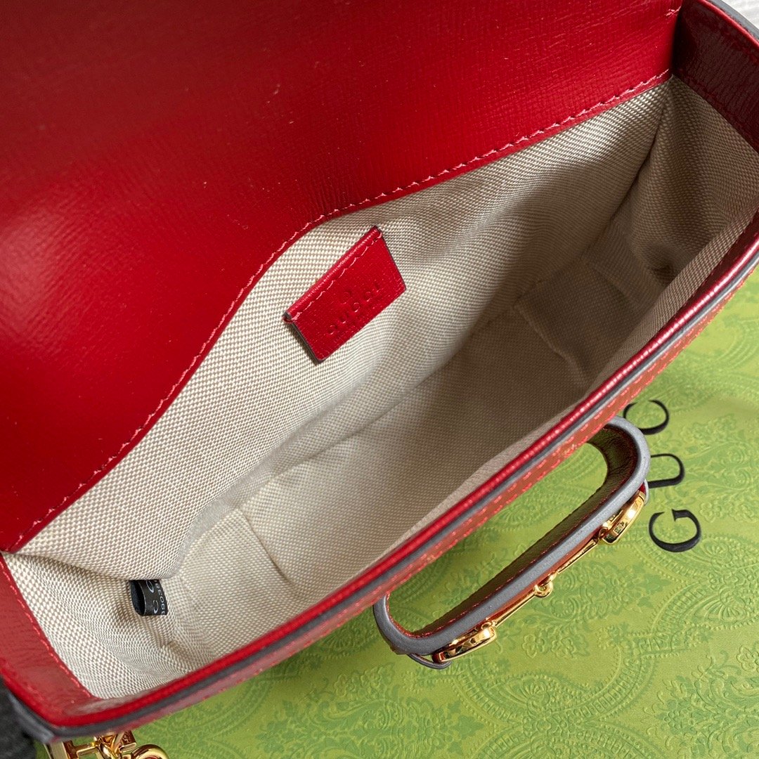 Gucci Horsebit 1955 GG Mini Bag Red For Women, Women’s Bags 8in/21cm GG