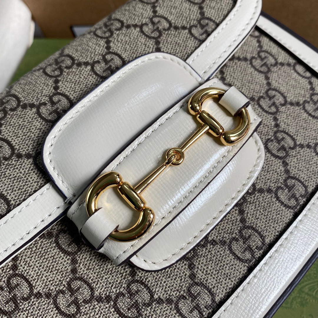 Gucci Horsebit 1955 GG Mini Bag White For Women, Women’s Bags 8in/21cm GG