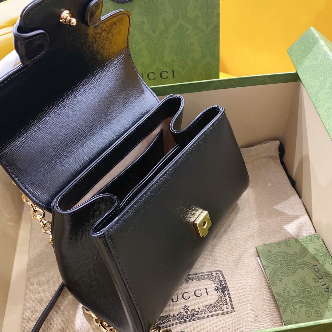 Gucci Horsebit 1955 Mini Bag Black For Women, Women’s Bags 8.7in/22cm GG 703848 AAA7G 1000