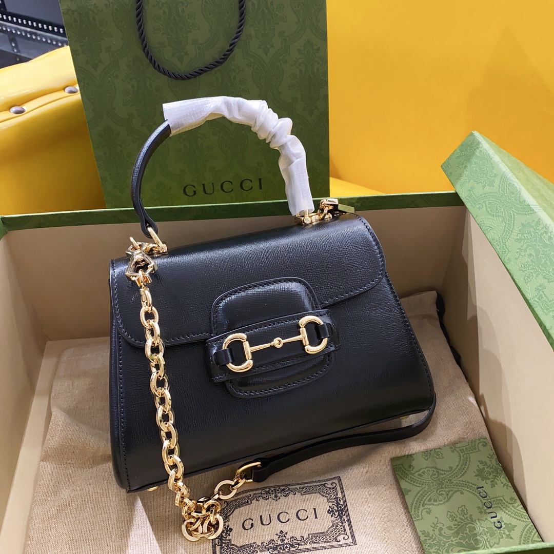 Gucci Horsebit 1955 Mini Bag Black For Women, Women’s Bags 8.7in/22cm GG 703848 AAA7G 1000