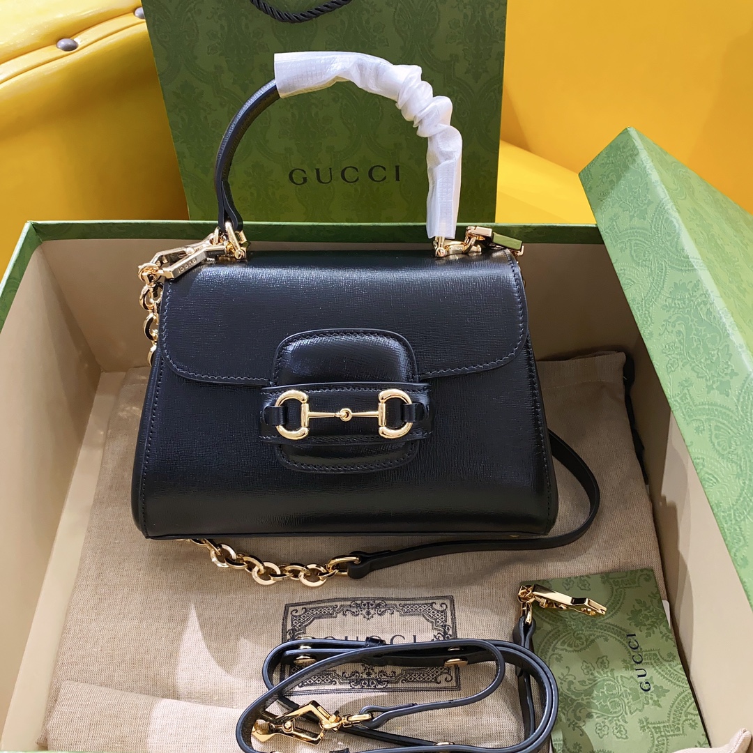 Gucci Horsebit 1955 Mini Bag Black For Women, Women’s Bags 8.7in/22cm GG 703848 AAA7G 1000