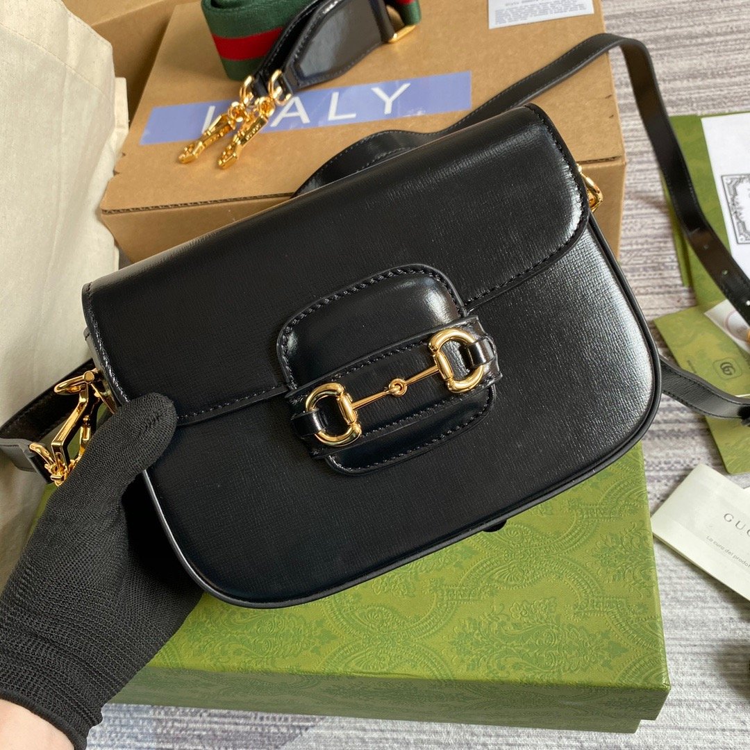 Gucci Horsebit 1955 Mini Bag Black For Women, Women’s Bags 8in/21cm GG 658574 18YSG 1060