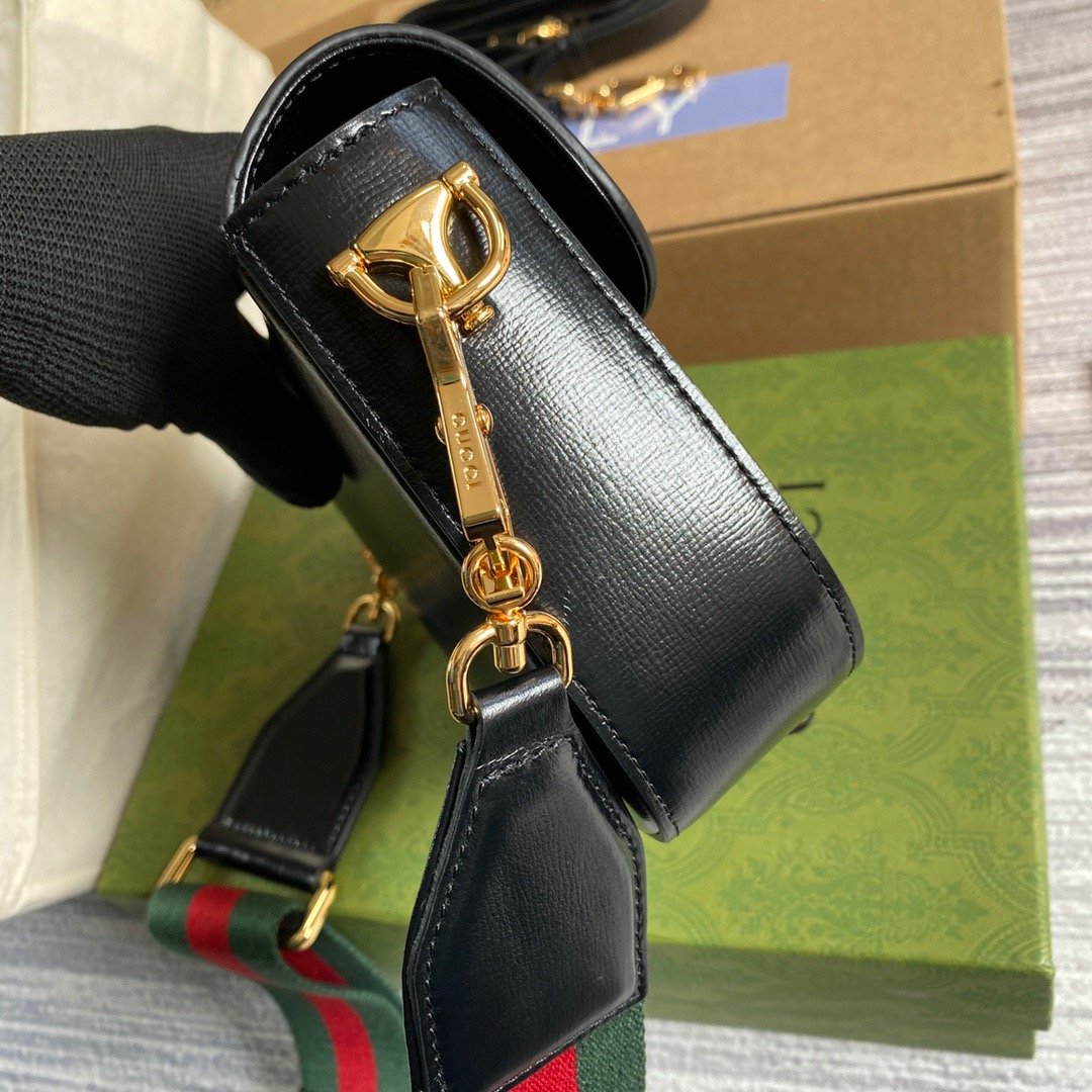 Gucci Horsebit 1955 Mini Bag Black For Women, Women’s Bags 8in/21cm GG 658574 18YSG 1060
