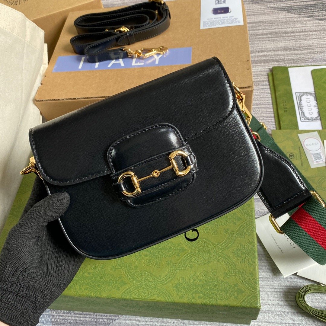 Gucci Horsebit 1955 Mini Bag Black For Women, Women’s Bags 8in/21cm GG 658574 18YSG 1060