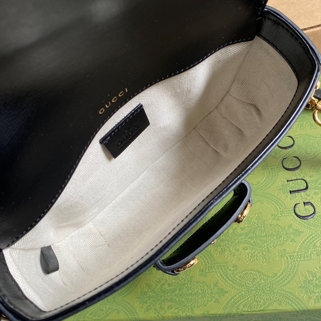 Gucci Horsebit 1955 Mini Bag Black For Women, Women’s Bags 8in/21cm GG 658574 18YSG 1060