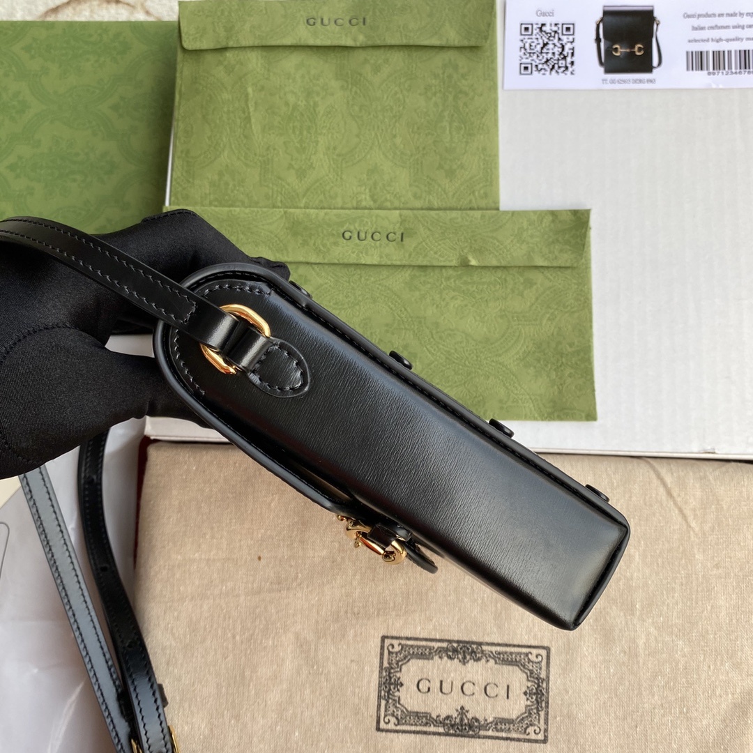 Gucci Horsebit 1955 Mini Bag Black For Women And Men 6.7in/17cm GG 625615 0YK0G 1000