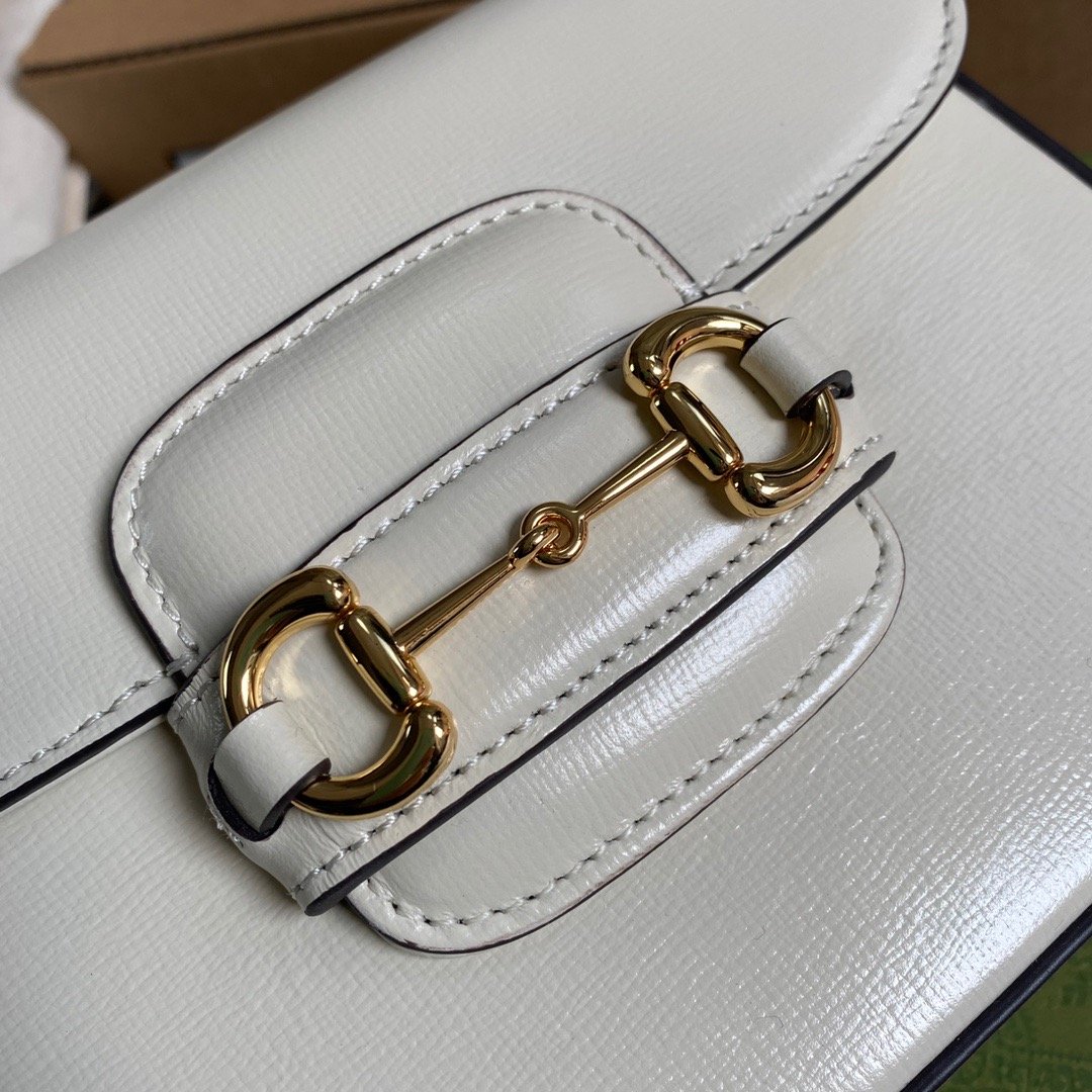 Gucci Horsebit 1955 Mini Bag White For Women, Women’s Bags 8in/21cm GG 658574 18YSG 9068