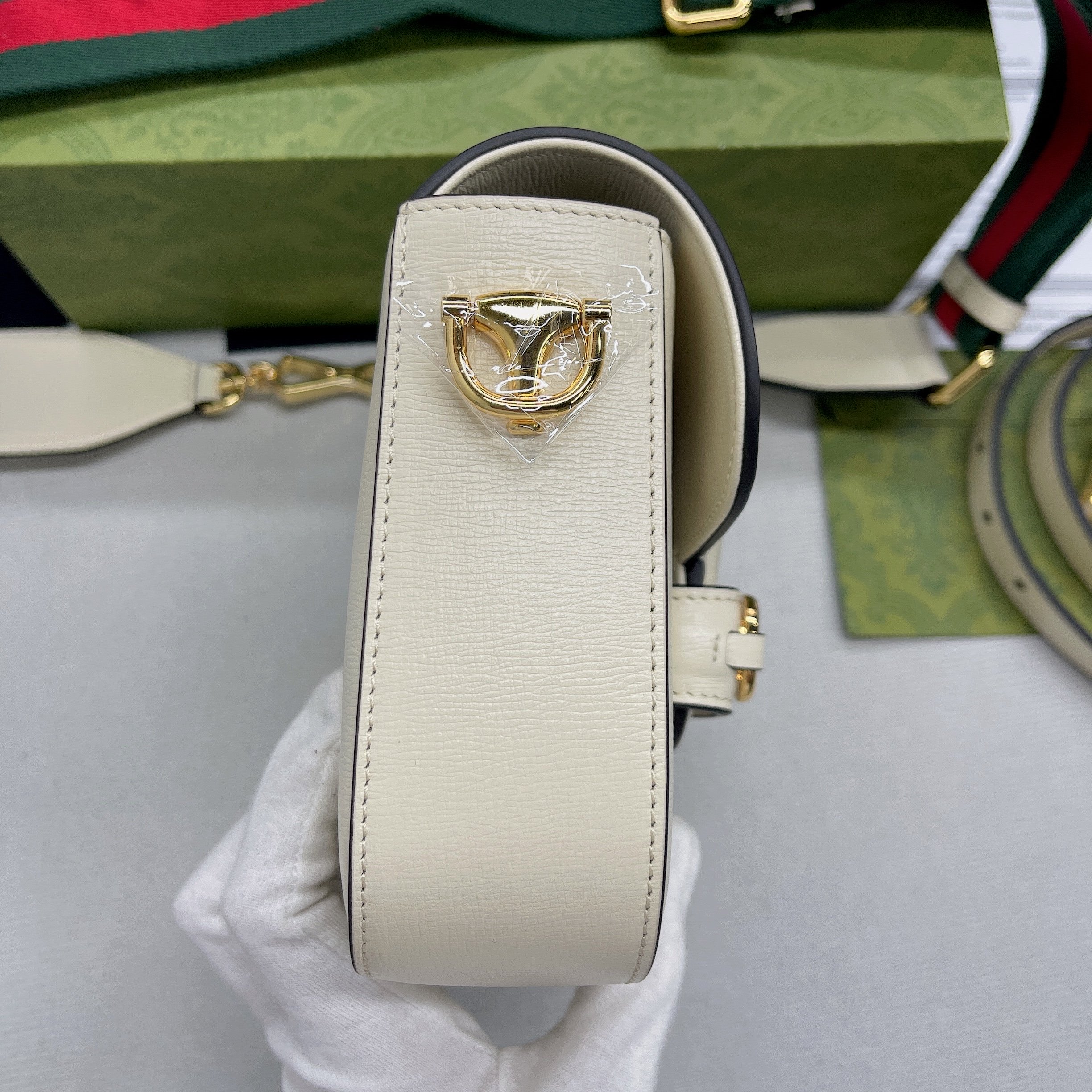 Gucci Horsebit 1955 Mini Bag White For Women, Women’s Bags 8in/21cm GG 658574 18YSG 9068