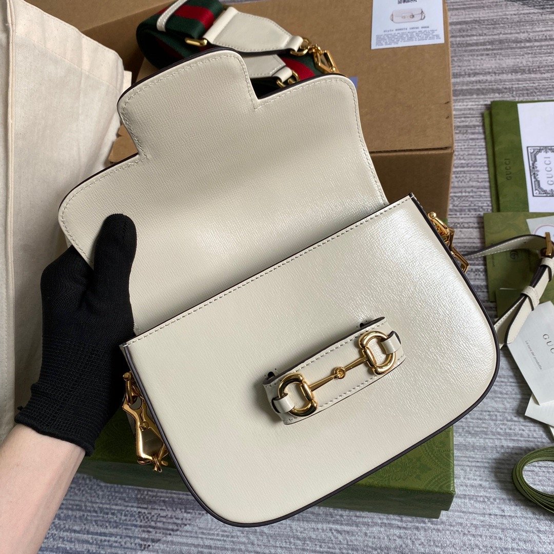 Gucci Horsebit 1955 Mini Bag White For Women, Women’s Bags 8in/21cm GG 658574 18YSG 9068