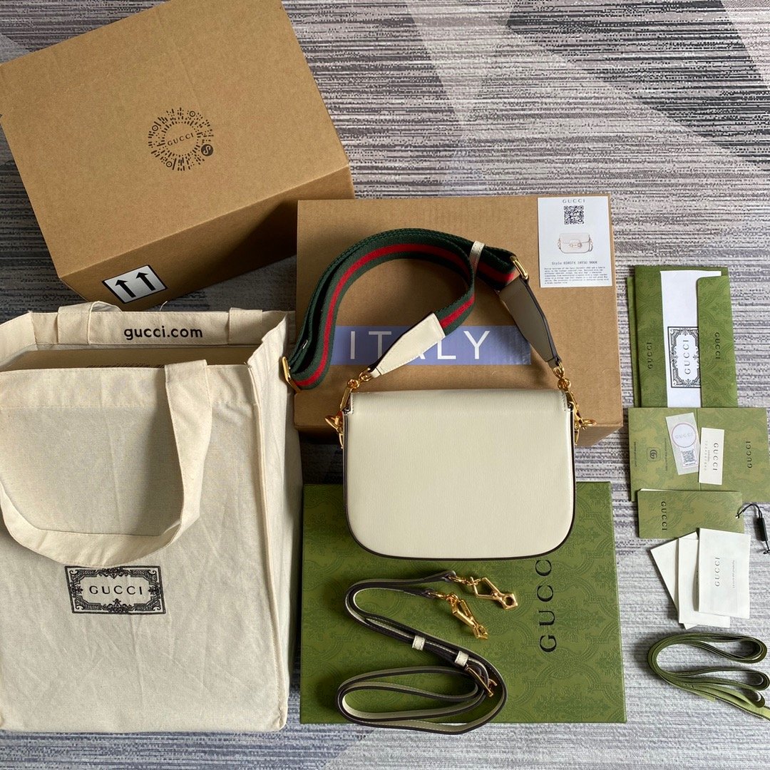 Gucci Horsebit 1955 Mini Bag White For Women, Women’s Bags 8in/21cm GG 658574 18YSG 9068