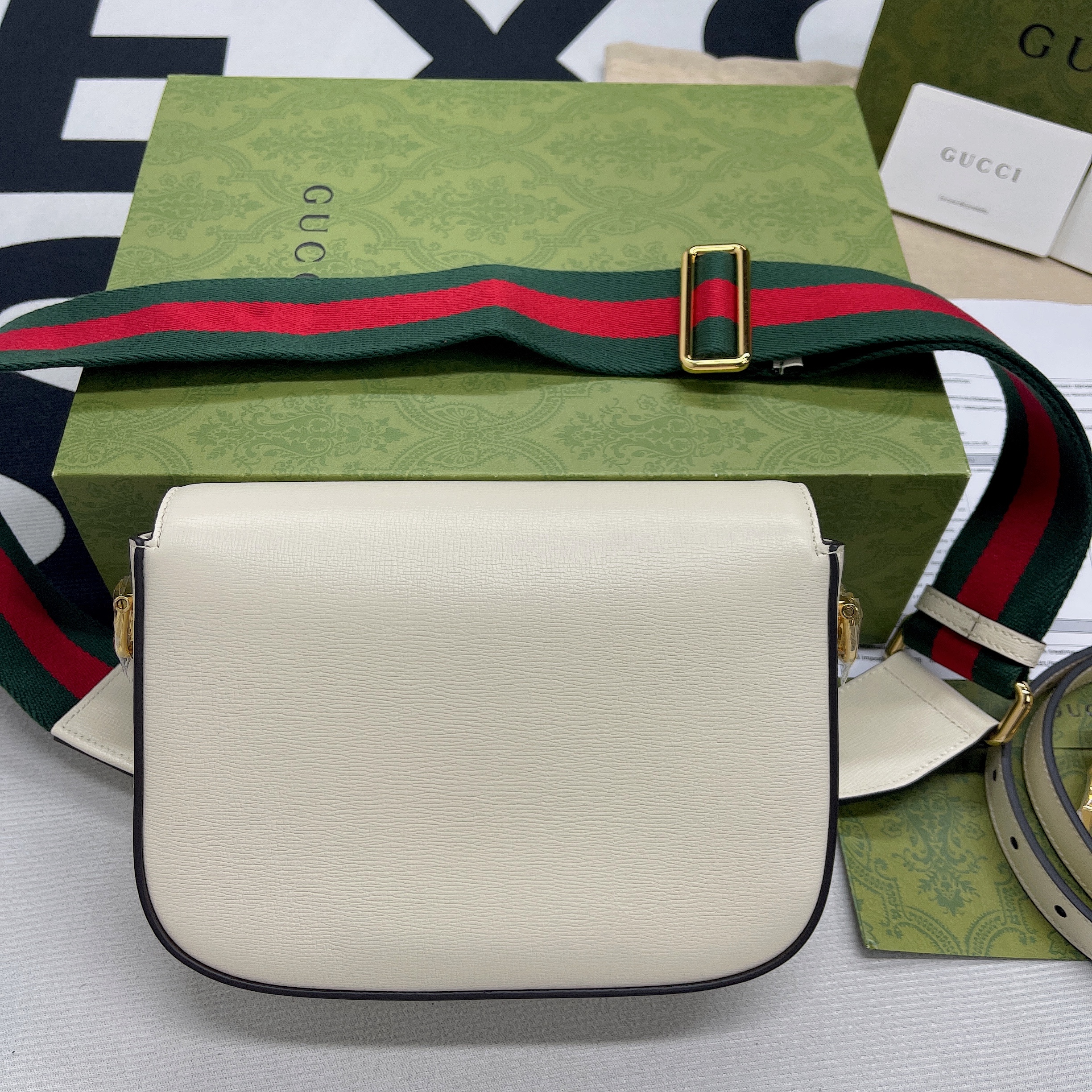 Gucci Horsebit 1955 Mini Bag White For Women, Women’s Bags 8in/21cm GG 658574 18YSG 9068