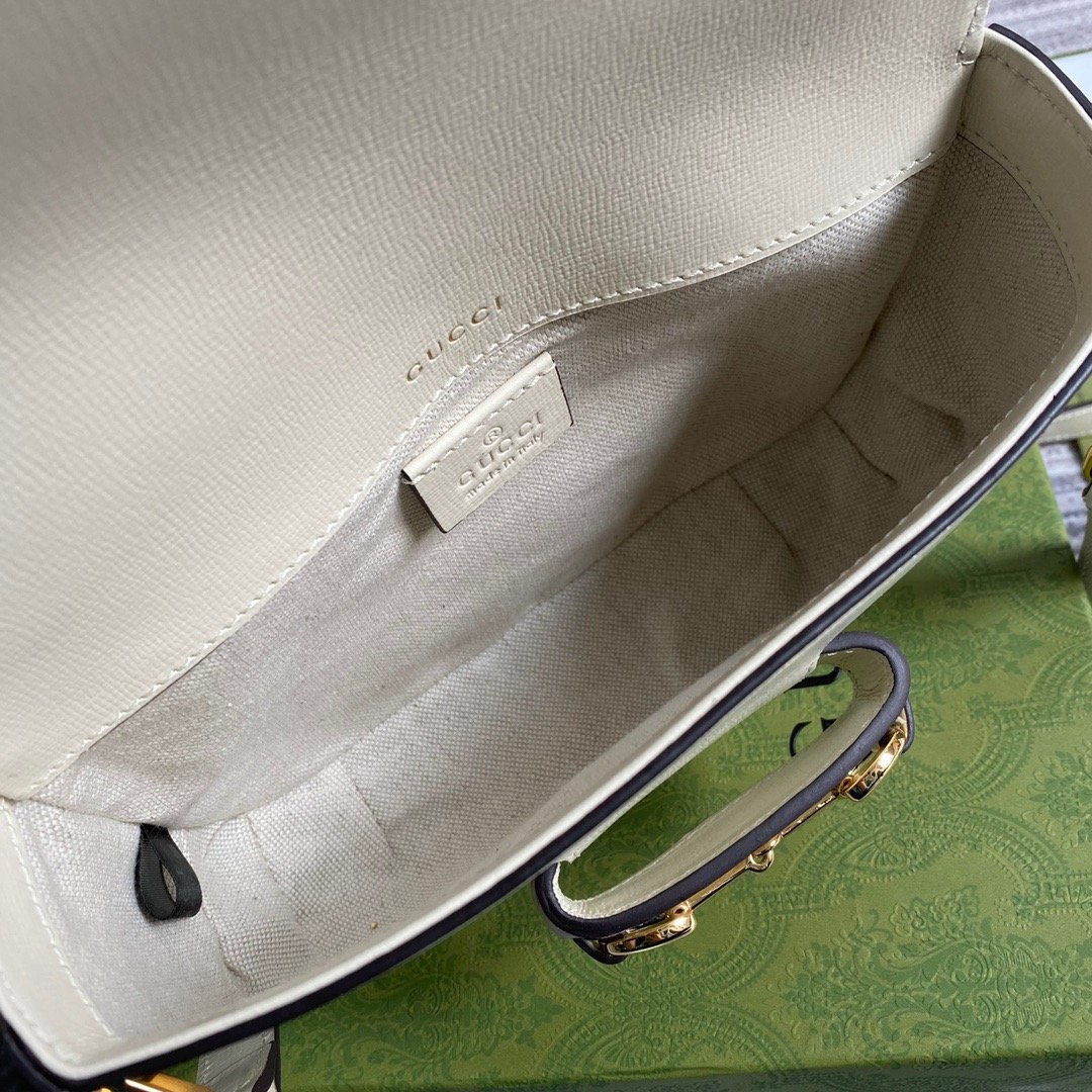 Gucci Horsebit 1955 Mini Bag White For Women, Women’s Bags 8in/21cm GG 658574 18YSG 9068