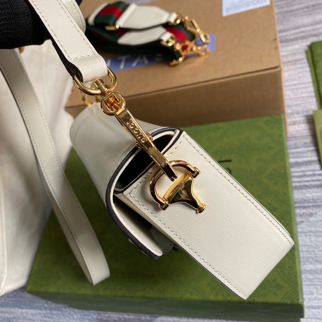 Gucci Horsebit 1955 Mini Bag White For Women, Women’s Bags 8in/21cm GG 658574 18YSG 9068