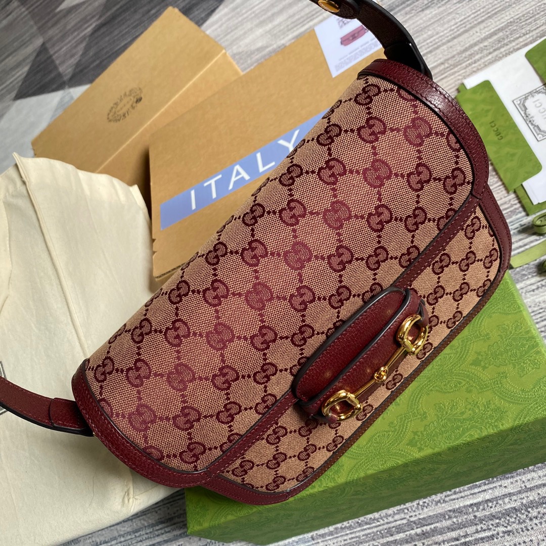 Gucci Horsebit 1955 Shoulder Bag Beige And Ivory For Women, Women’s Bags 9.8in/25cm GG