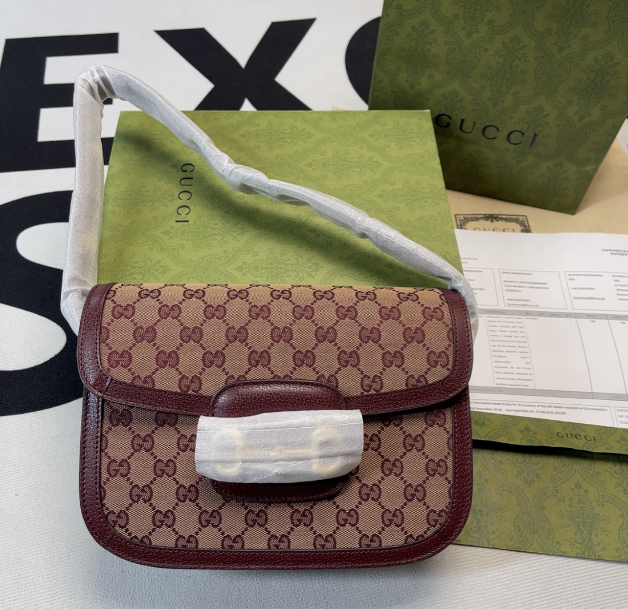 Gucci Horsebit 1955 Shoulder Bag Beige And Ivory For Women, Women’s Bags 9.8in/25cm GG