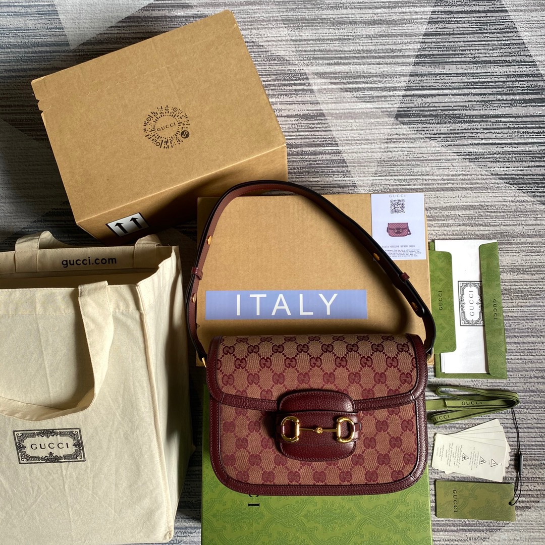 Gucci Horsebit 1955 Shoulder Bag Beige And Ivory For Women, Women’s Bags 9.8in/25cm GG